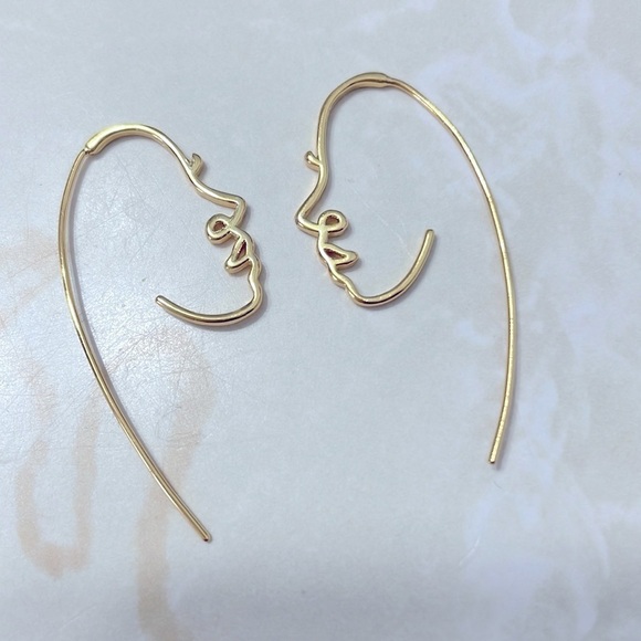 Free People Gold Tessa Silhouette Face Earrings - Picture 7 of 7
